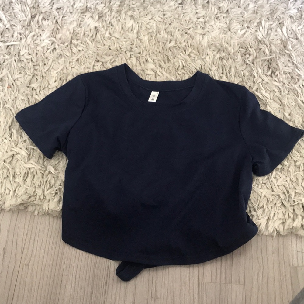 Blue crop top with tie back